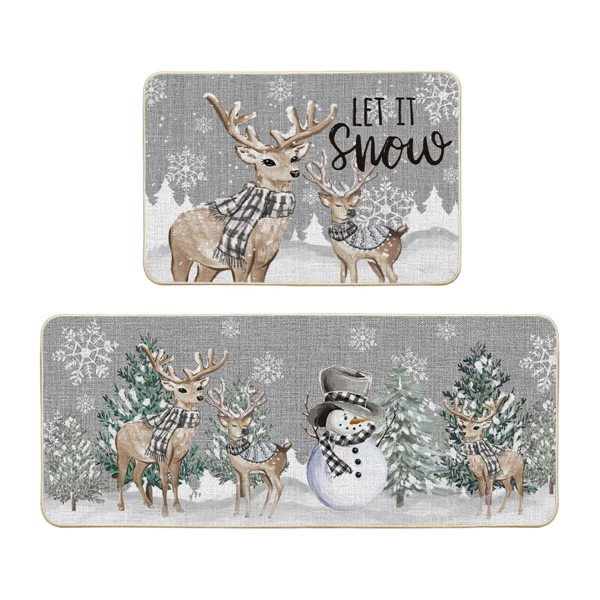 Artoid Mode deer tree let it snow kitchen mat 24x35 with festive design.