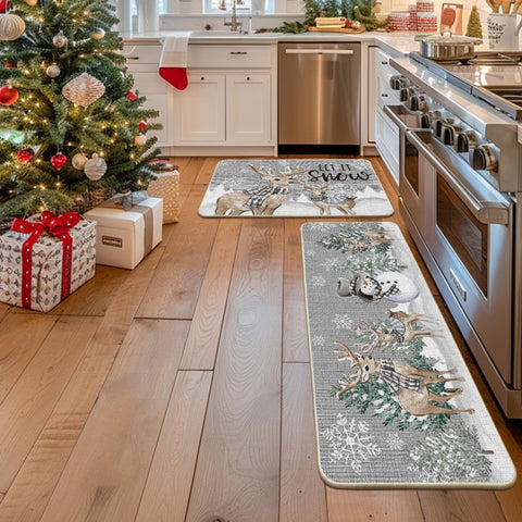 Artoid Mode deer tree let it snow mat 24x59 for holiday entryways.