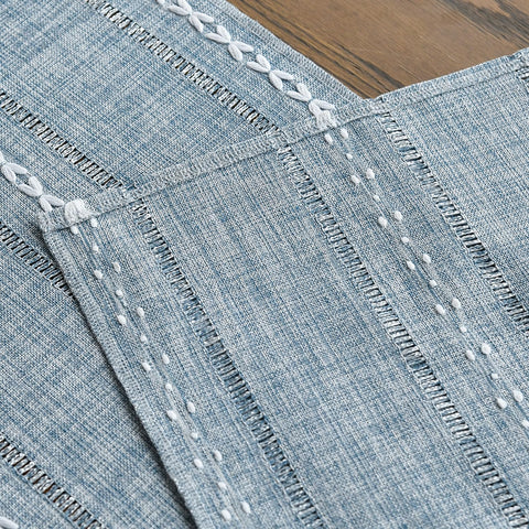Artoid Mode dusty blue table runner enhances party decor with cozy elegance