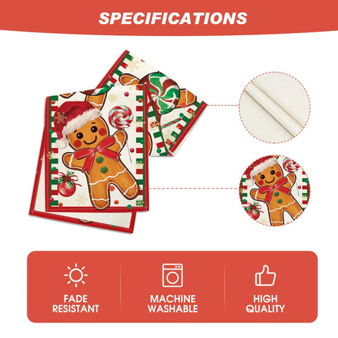 Artoid Mode gingerbread candy cane table runner brightens kitchen and dining spaces.