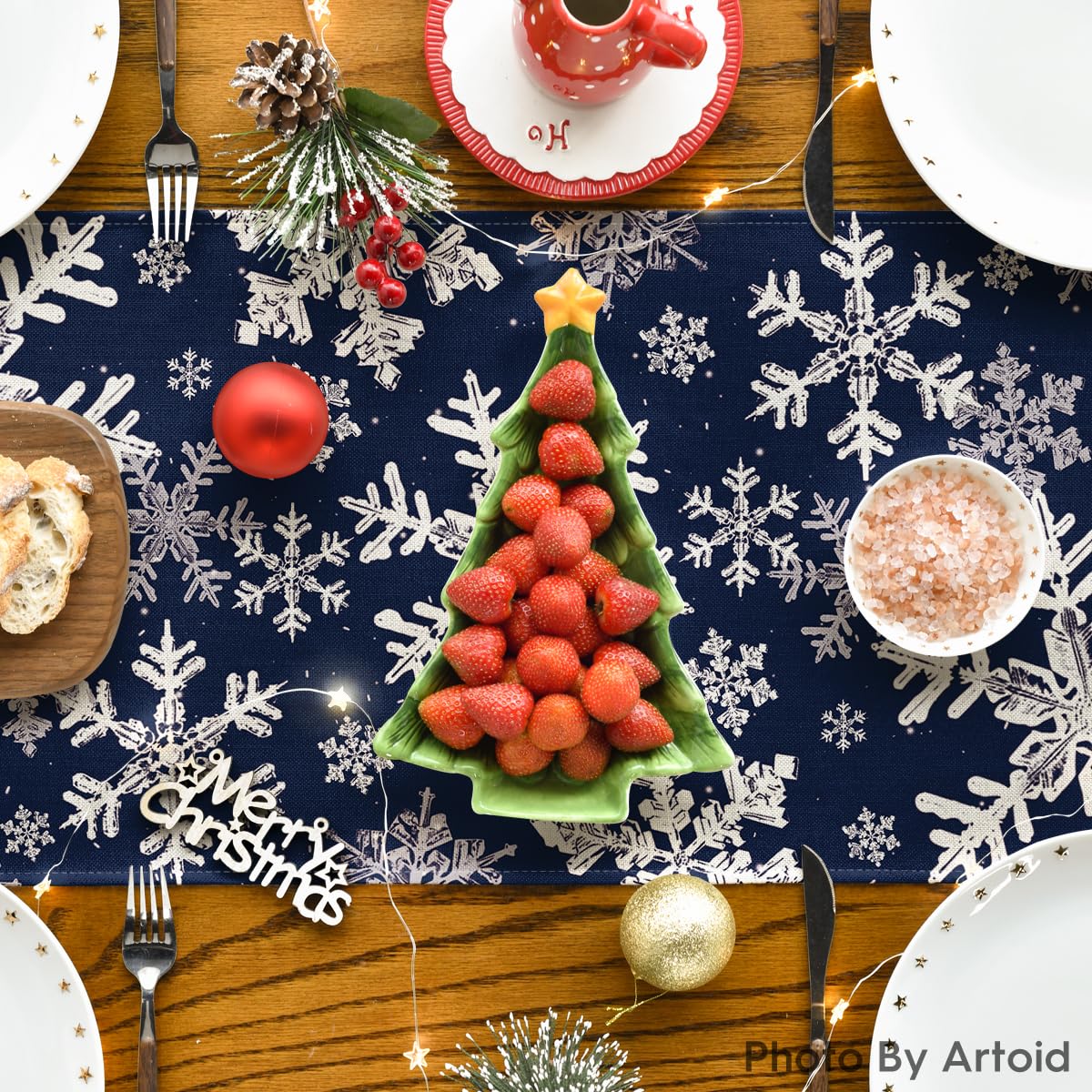 Artoid Mode easy-care table runner cleans easily and dries flat