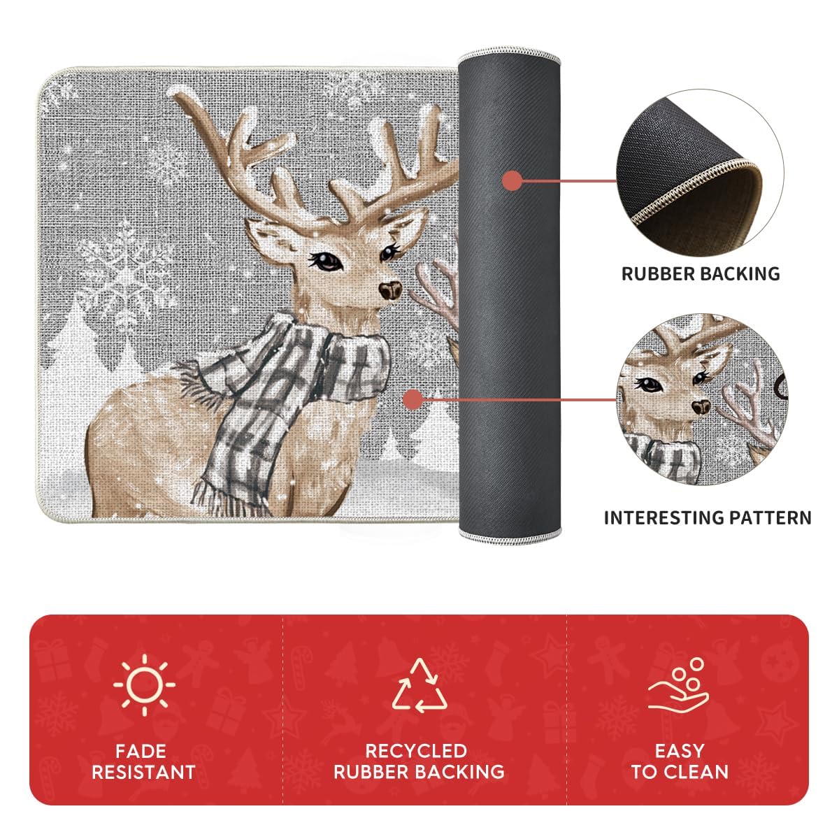 Artoid Mode Xmas Trees Deer Snowflakes easy-clean routine allows quick cleanup.