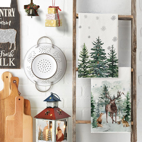 Artoid Mode elk trees snow hello winter towel demonstrates high absorbency for drying dishes
