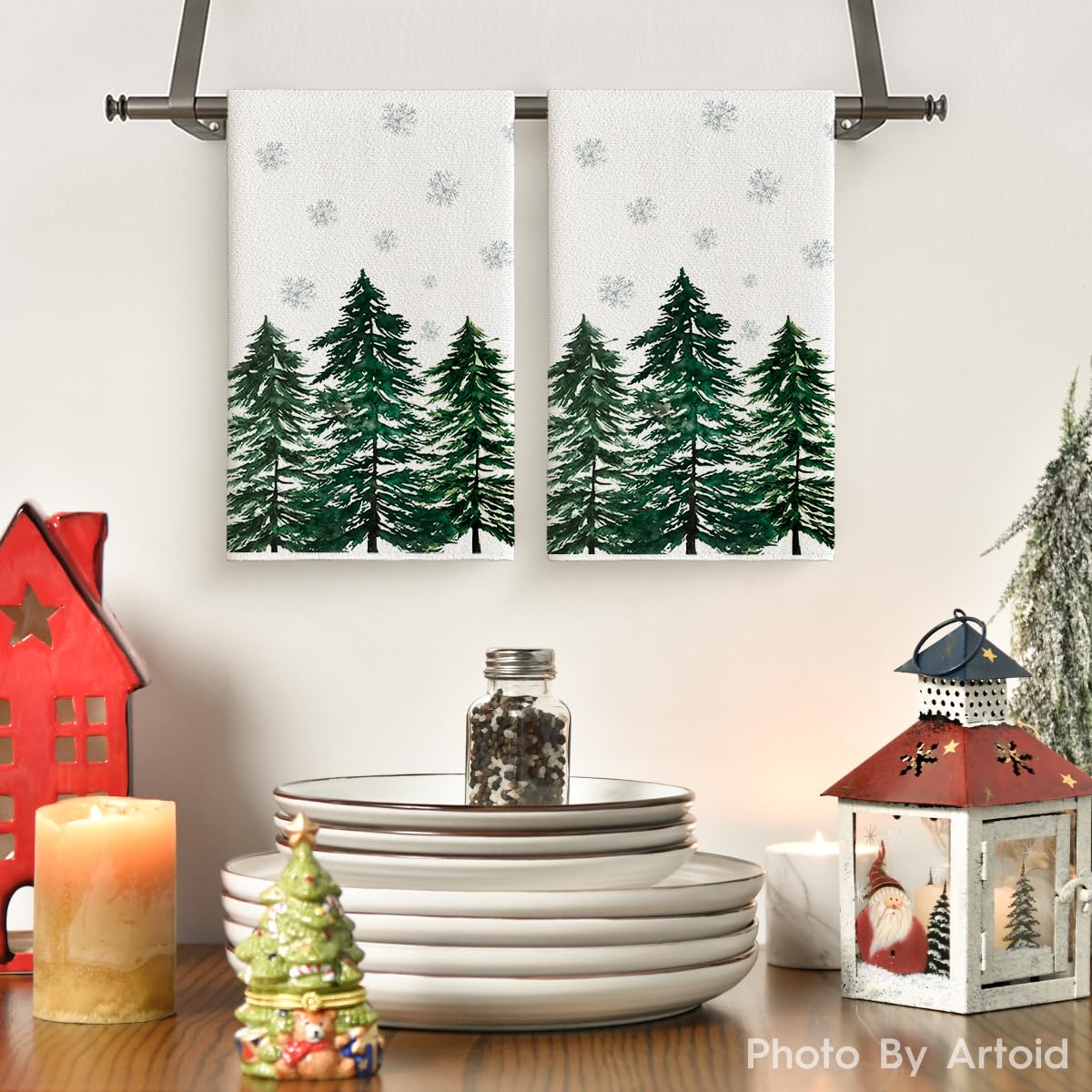 Artoid Mode farmhouse snowflakes kitchen towel adds seasonal charm and absorbency