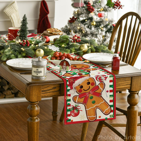 Artoid Mode gingerbread candy cane pattern on a dining table setup for everyday meals.