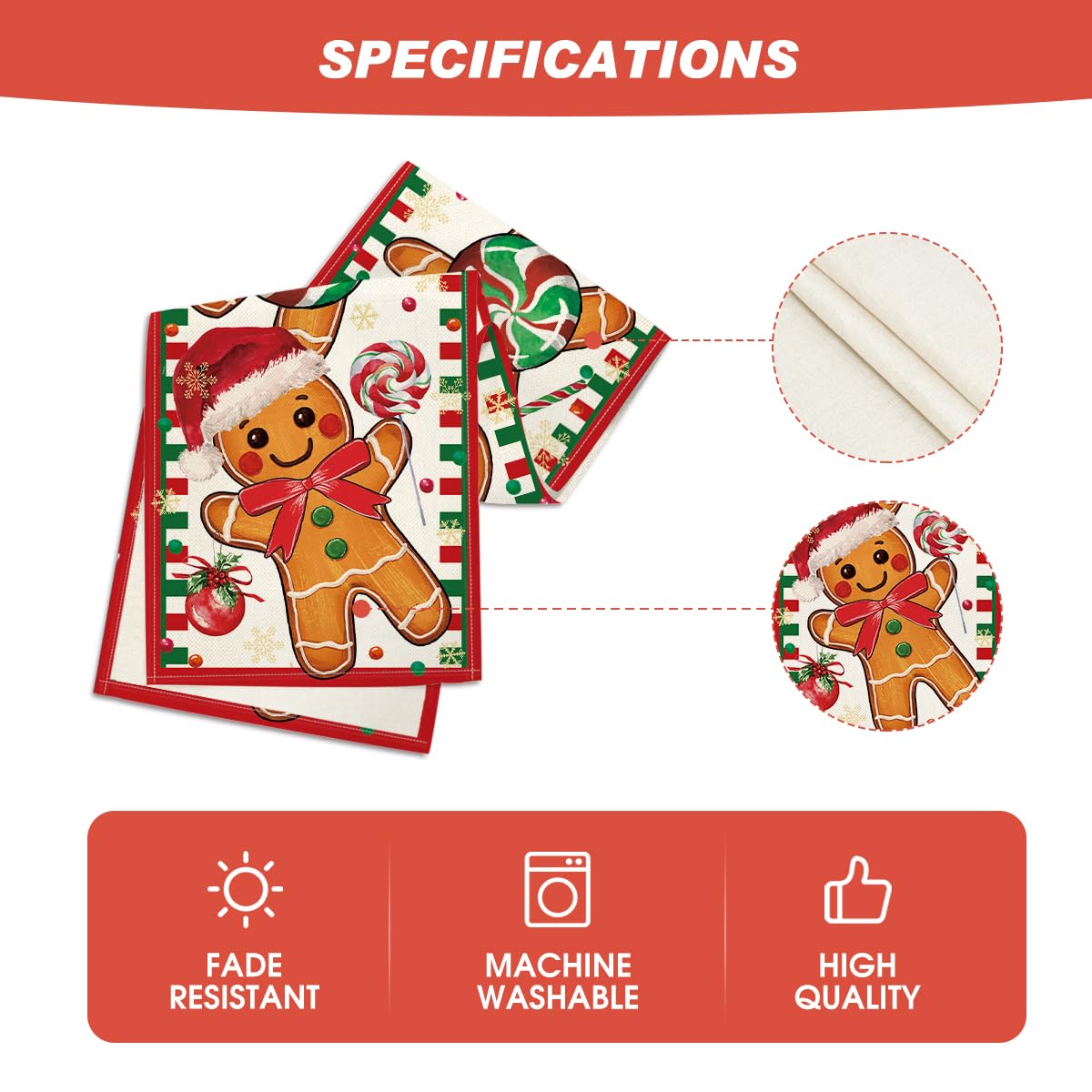 Artoid Mode table runner highlighting stitched edges and long-lasting polyester material.