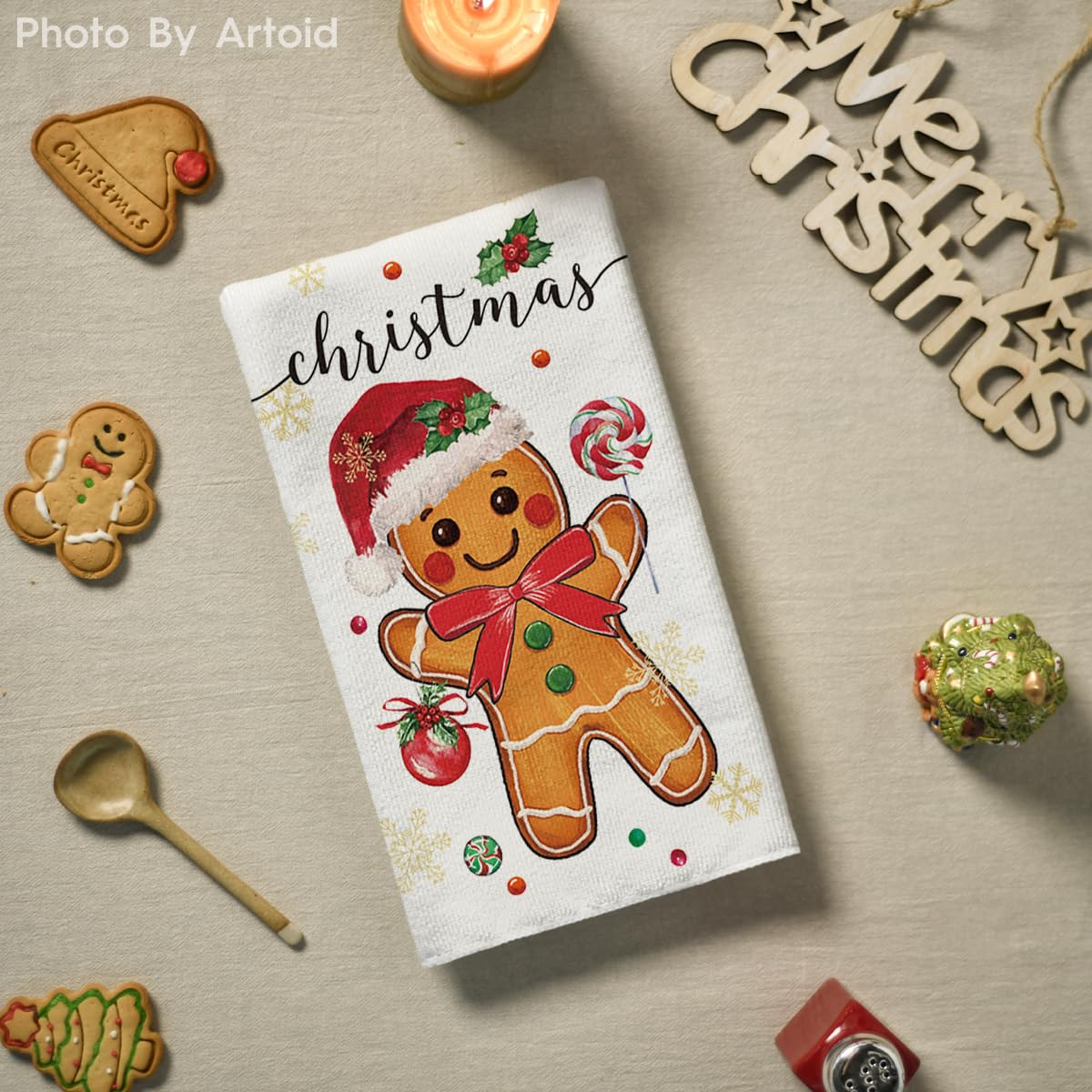 Artoid Mode gingerbread candy towels durable fibers close-up