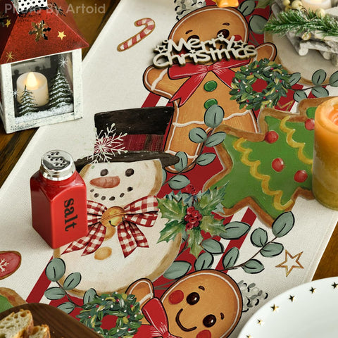 Gingerbread Snowman pattern enhances Christmas table ambiance for parties