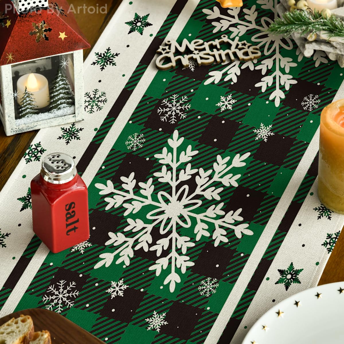 Artoid Mode table setting featuring the runner in a holiday dining scene