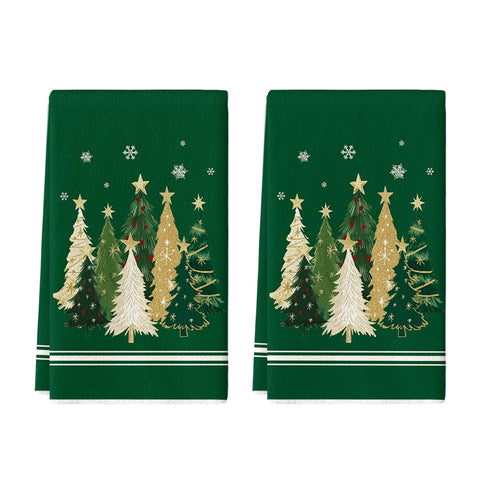 Artoid Mode green Christmas tree star dish towel for festive kitchen drying and decor