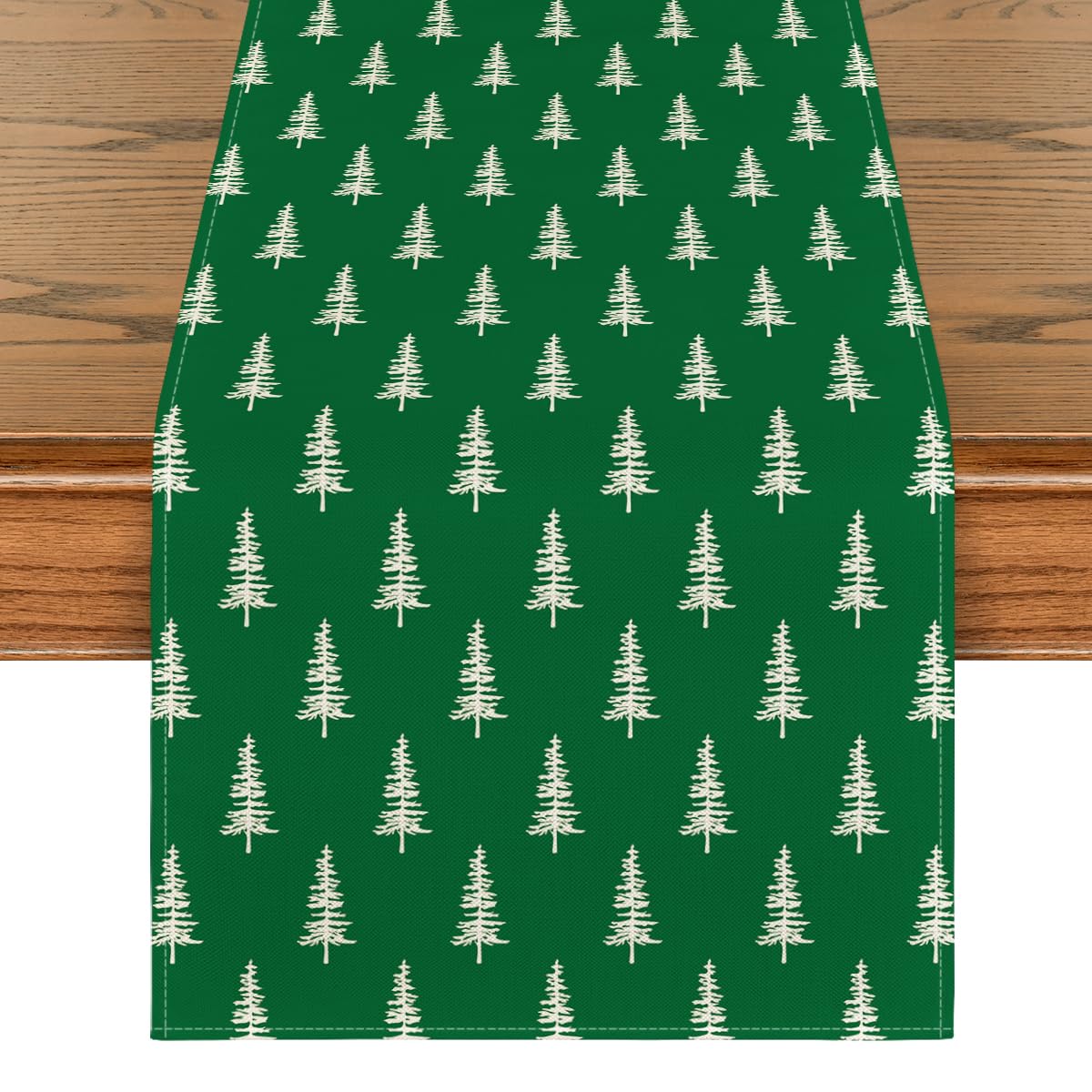 Artoid Mode green Xmas tree table runner brightens festive dining tables