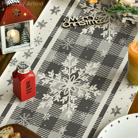Artoid Mode grey buffalo plaid snowflakes brings festive charm to winter gatherings and celebrations.