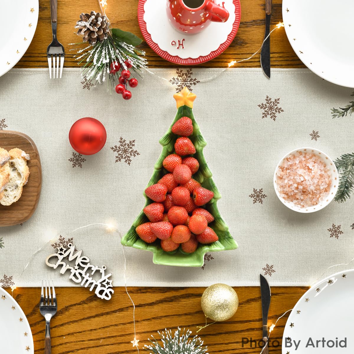 Artoid Mode holiday dining setup shows vibrant color and generous length.