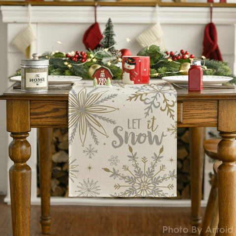 Artoid Mode holiday dining scene featuring this table runner