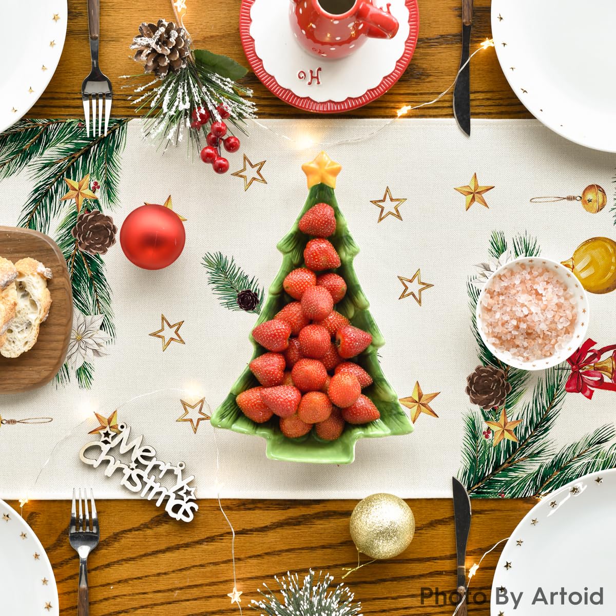 Artoid Mode holiday table decor idea showing vibrant colors.