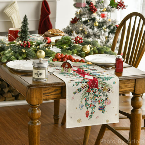 Artoid Mode holly Christmas pattern table runner brightening seasonal gatherings