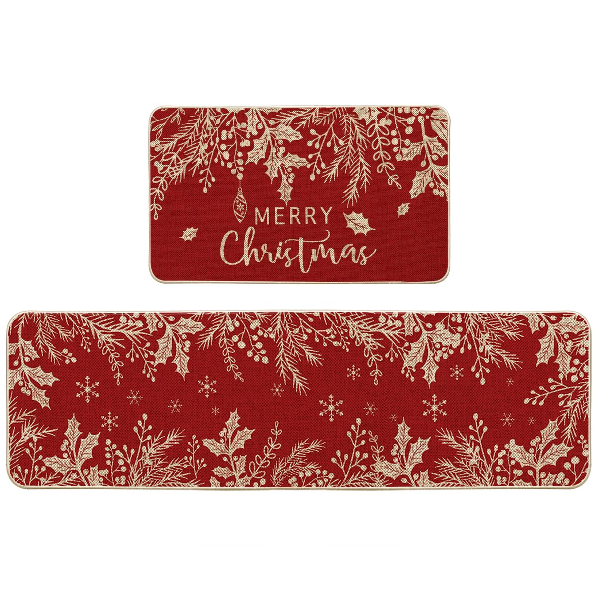 Artoid Mode holly pine kitchen mat 17x29 pattern enhances holiday decor while protecting floors