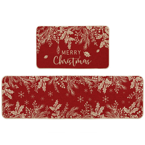 Artoid Mode holly pine kitchen mat 17x29 pattern enhances holiday decor while protecting floors