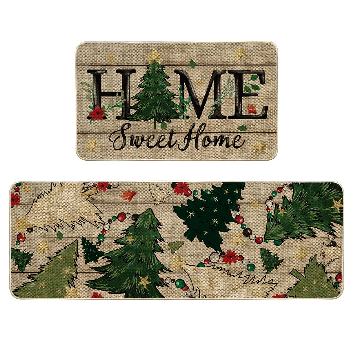 Artoid Mode Home Sweet Home Xmas Tree mats set adds festive decor while protecting floors.