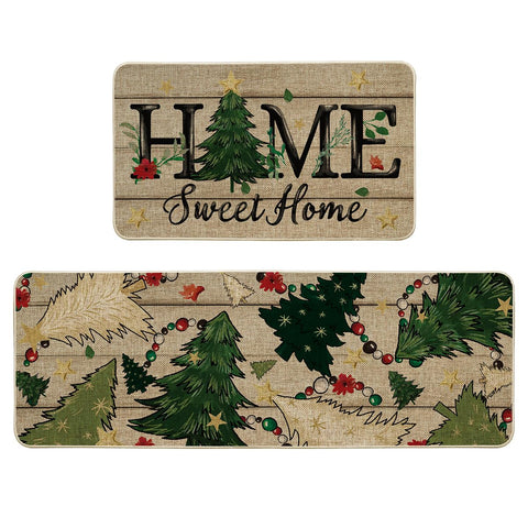 Artoid Mode Home Sweet Home Xmas Tree mats set adds festive decor while protecting floors.