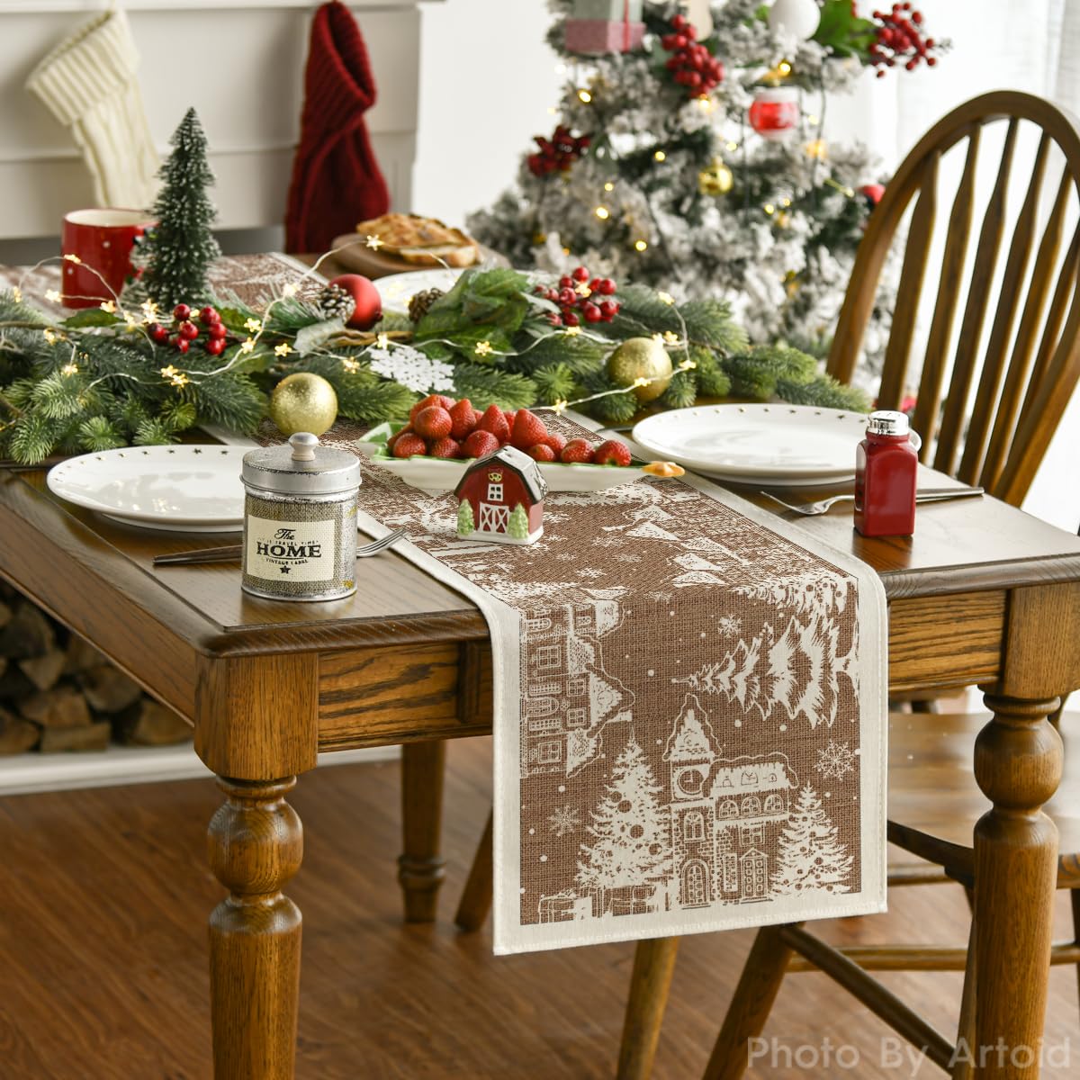 Artoid Mode Igloo Cedar Snowflake Silhouette close-up highlights vibrant print and durable fabric.