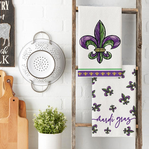 Artoid Mode Iris Mardi Gras towel close-up shows soft, durable fibers