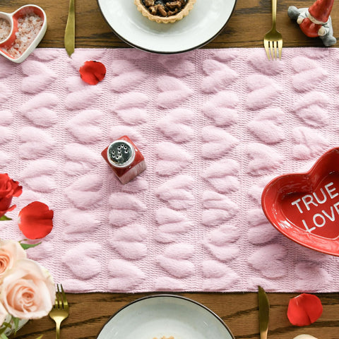Artoid Mode jacquard heart print adds vibrant decor to tables