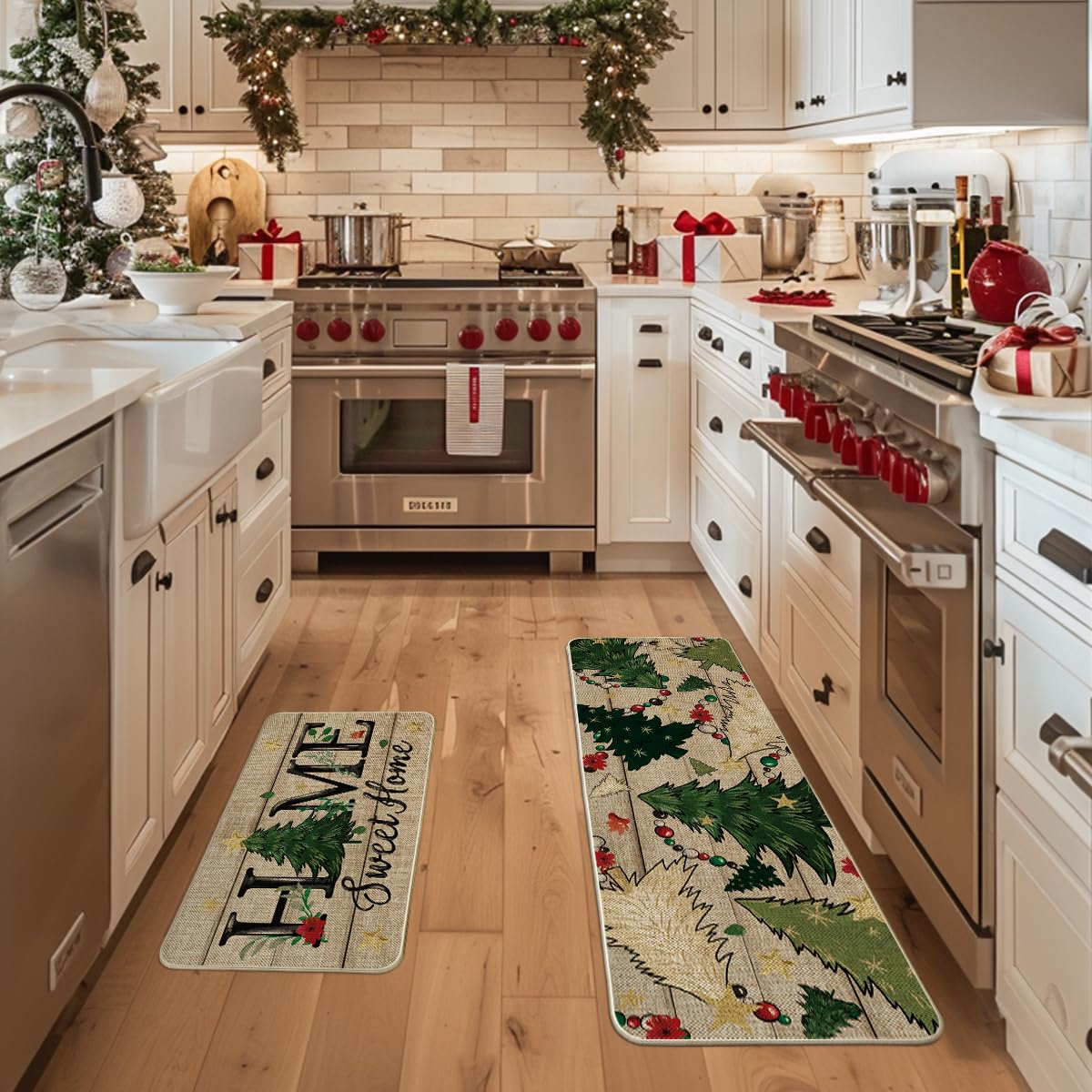 Artoid Mode Xmas Tree mats 17x29 in kitchen protect floors and reduce slips.