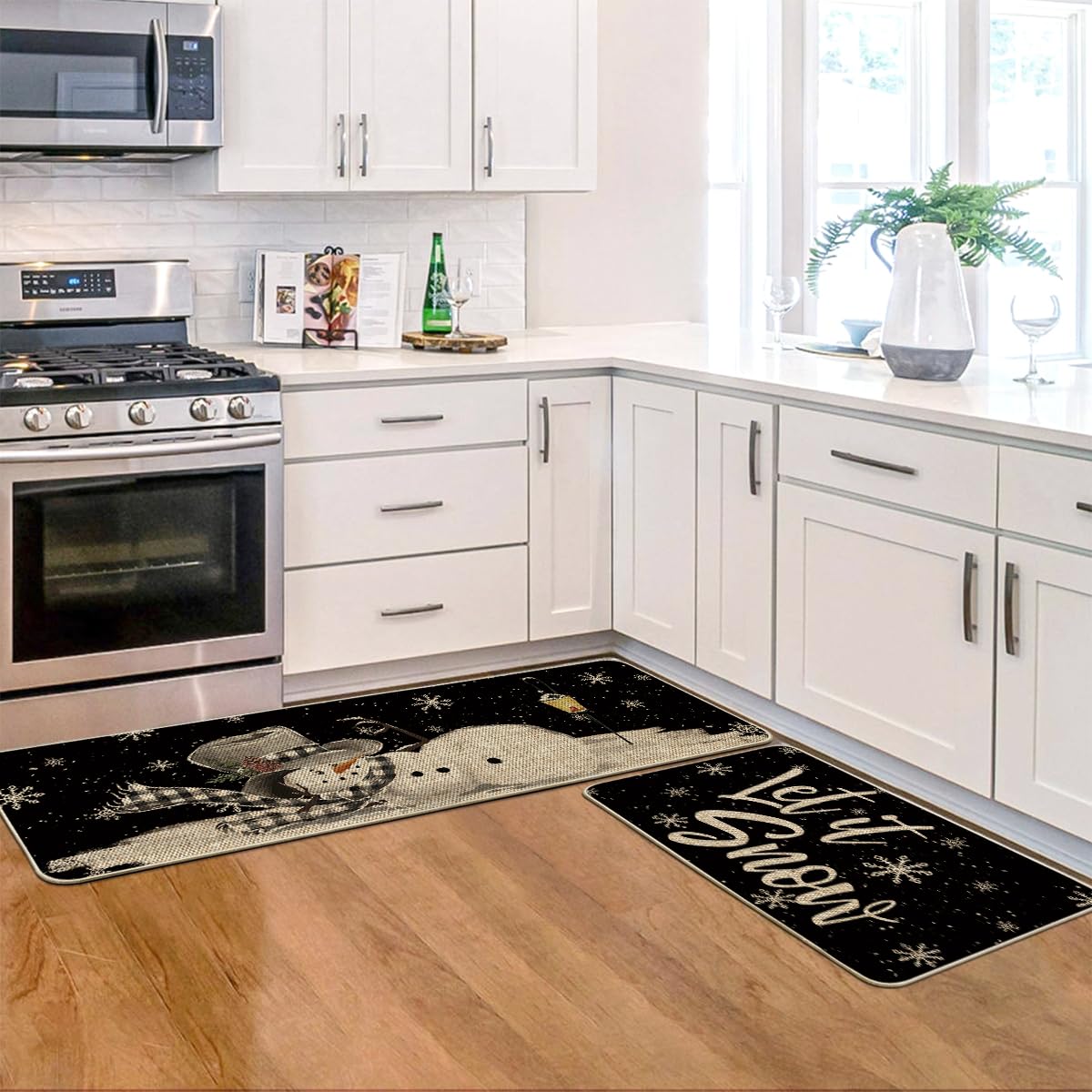Artoid Mode Let It Snow Christmas entryway design mat, ideal for seasonal welcome and protection.