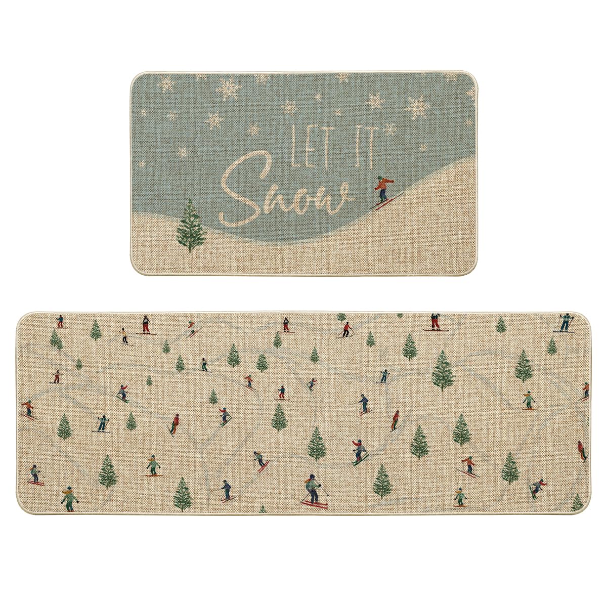 Artoid Mode Let It Snow kitchen mat 17x29 with festive pattern protecting floors