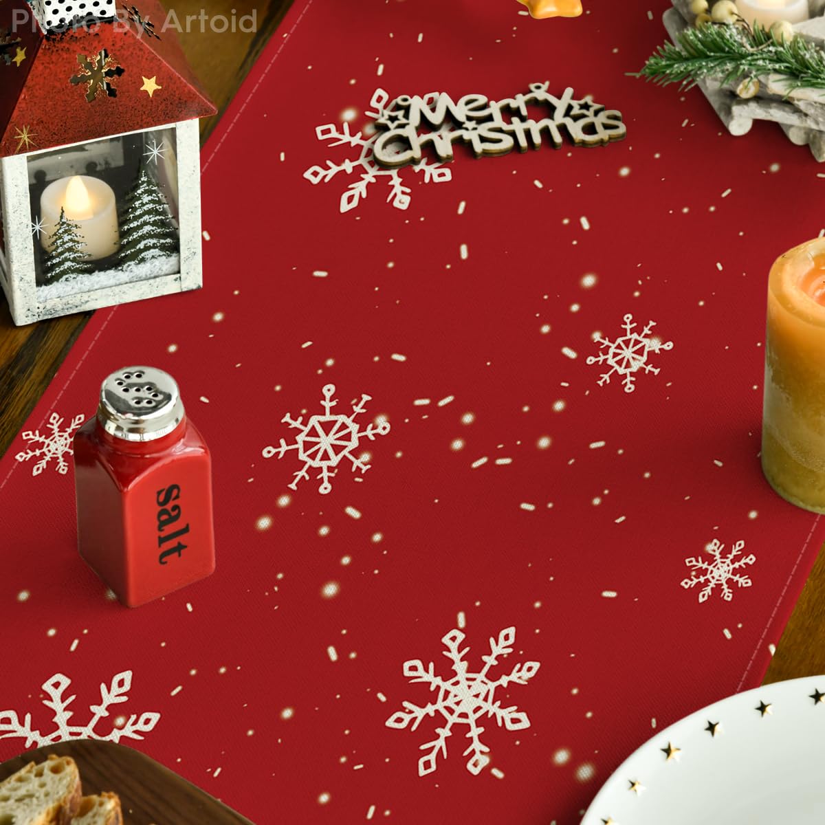 Artoid Mode let it snow runner adds cheerful ambiance to gatherings.