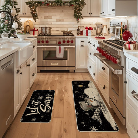 Artoid Mode Let It Snow snowflake design mat in 17x47 for broader kitchen coverage.