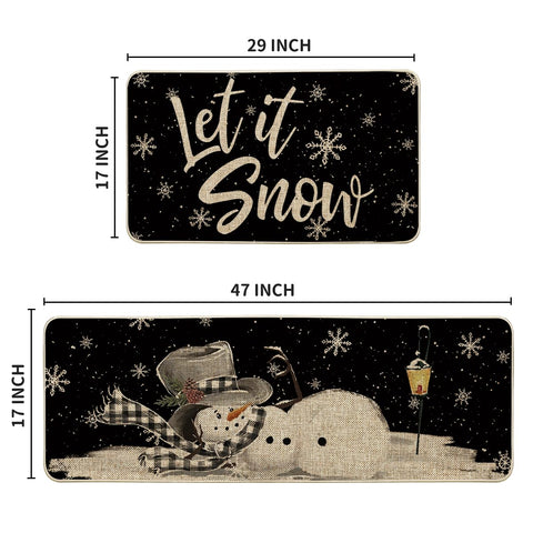Artoid Mode Let It Snow snowman design kitchen mat adds festive décor and comfort.
