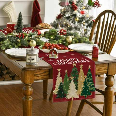 Artoid Mode Merry Christmas table runner adds festive charm to gatherings.