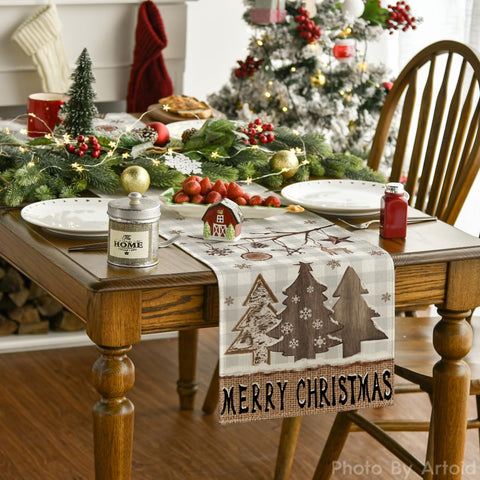 Artoid Mode merry christmas table runner 13x72 enhances festive dining setups