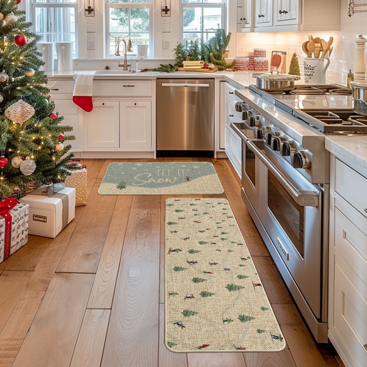 Artoid Mode non-slip rubber backing on kitchen mat keeps mats in place