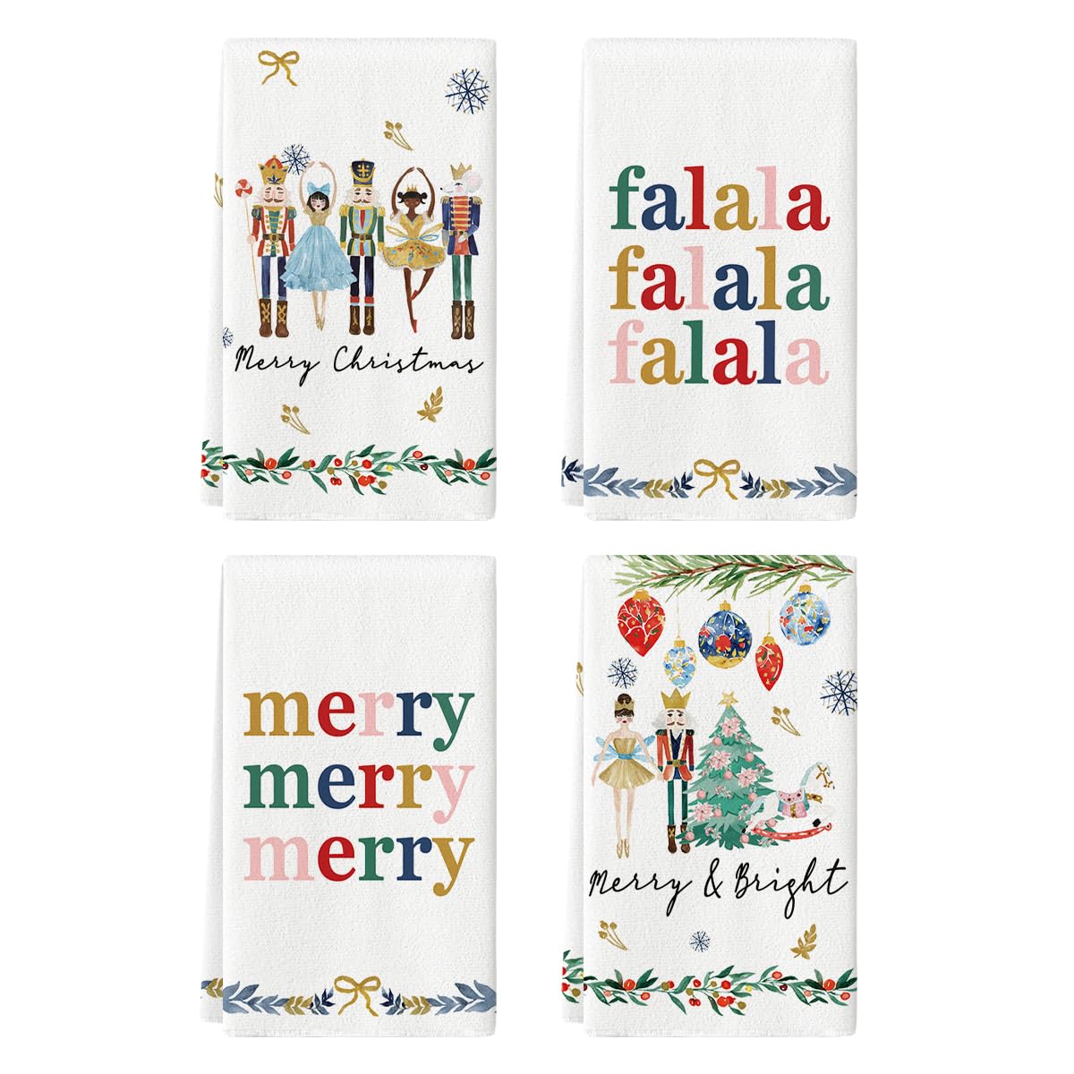 Artoid Mode Nutcrackers towels with festive design for holiday dish drying