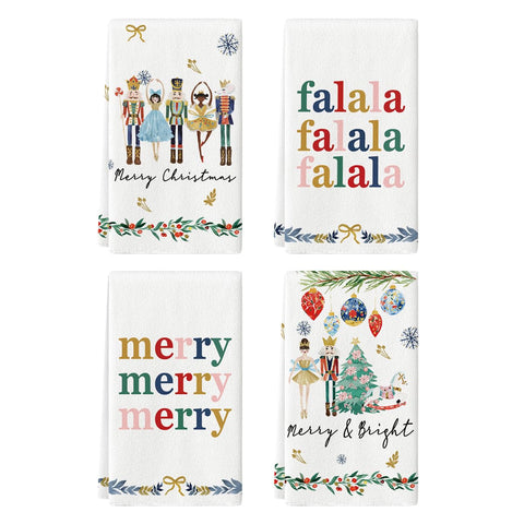 Artoid Mode Nutcrackers towels with festive design for holiday dish drying