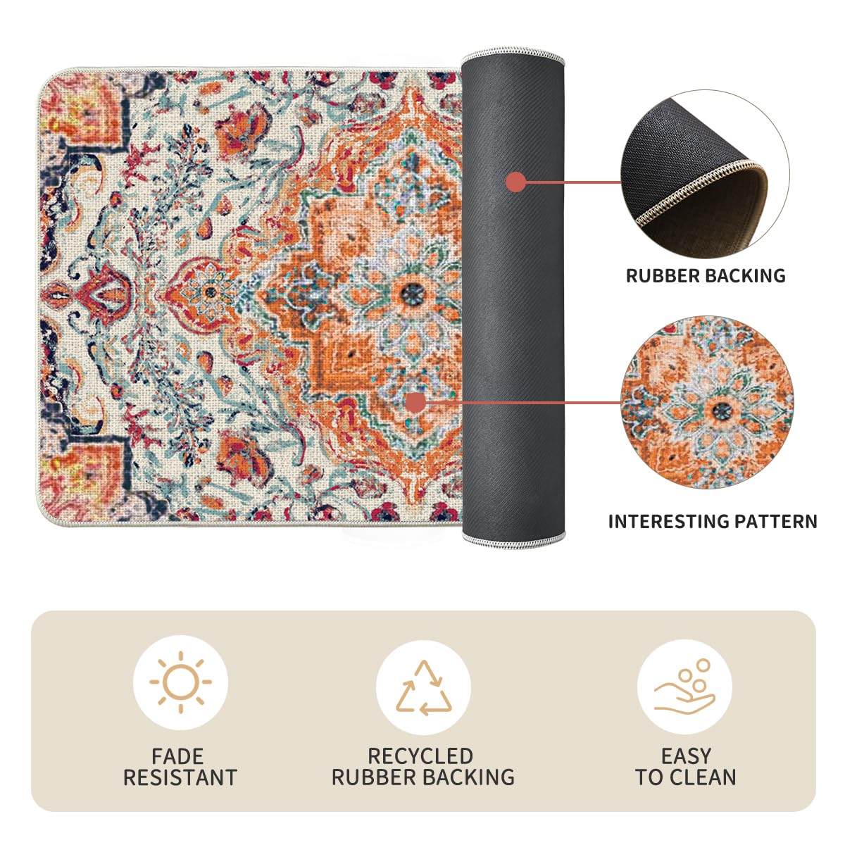 Artoid Mode Bohemia mat easy-clean design; hose rinse removes dirt.
