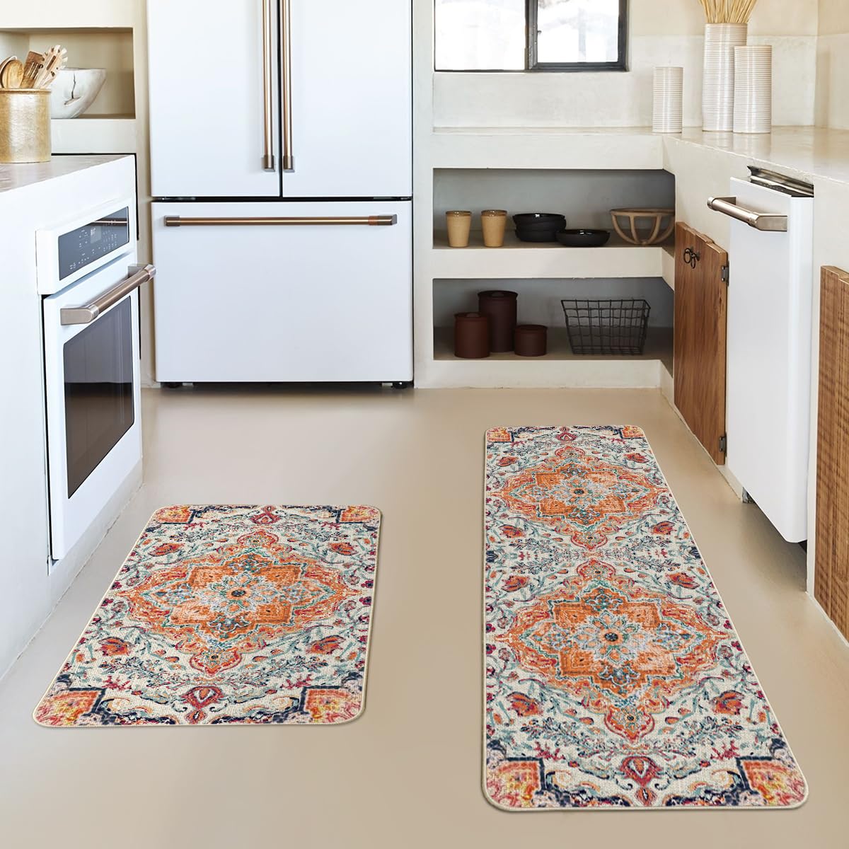 Artoid Mode two-piece set kitchen mats arranged for cohesive entryway decor.