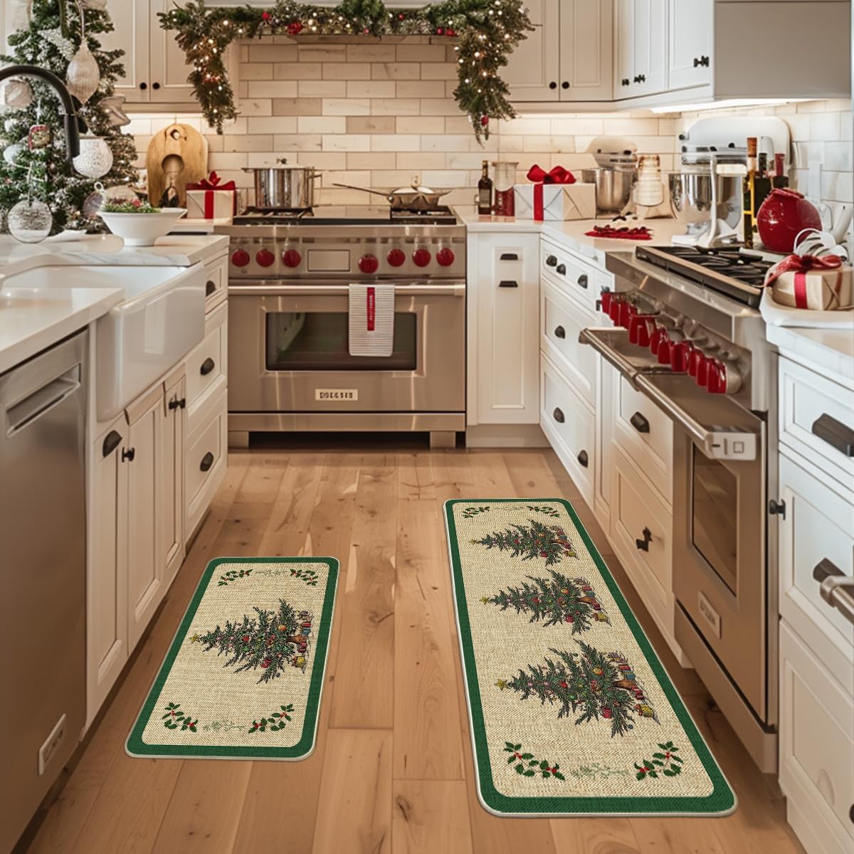 Artoid Mode ornament gift kitchen mats 17x47 highlight seasonal decor and durable surface.
