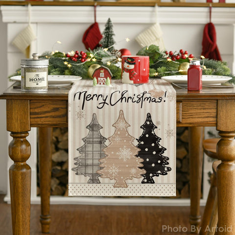 Perfect home party decor with Artoid Mode Stripes Pine Trees Runner