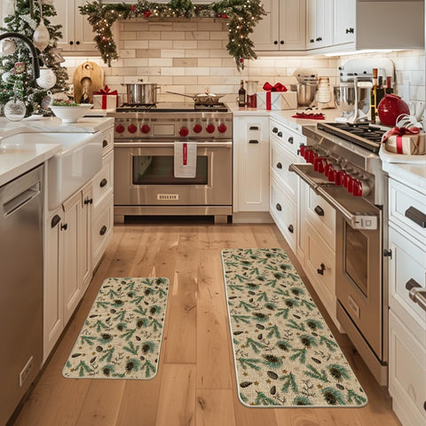 Artoid Mode Pine Nut Stars 17x47 kitchen mat, extended coverage for prep zones