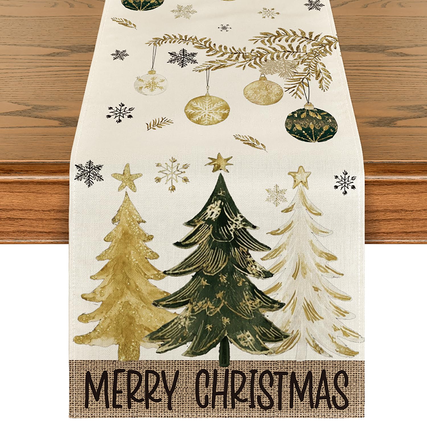 Artoid Mode pine trees snowflake runner adds festive charm while protecting your table from spills.