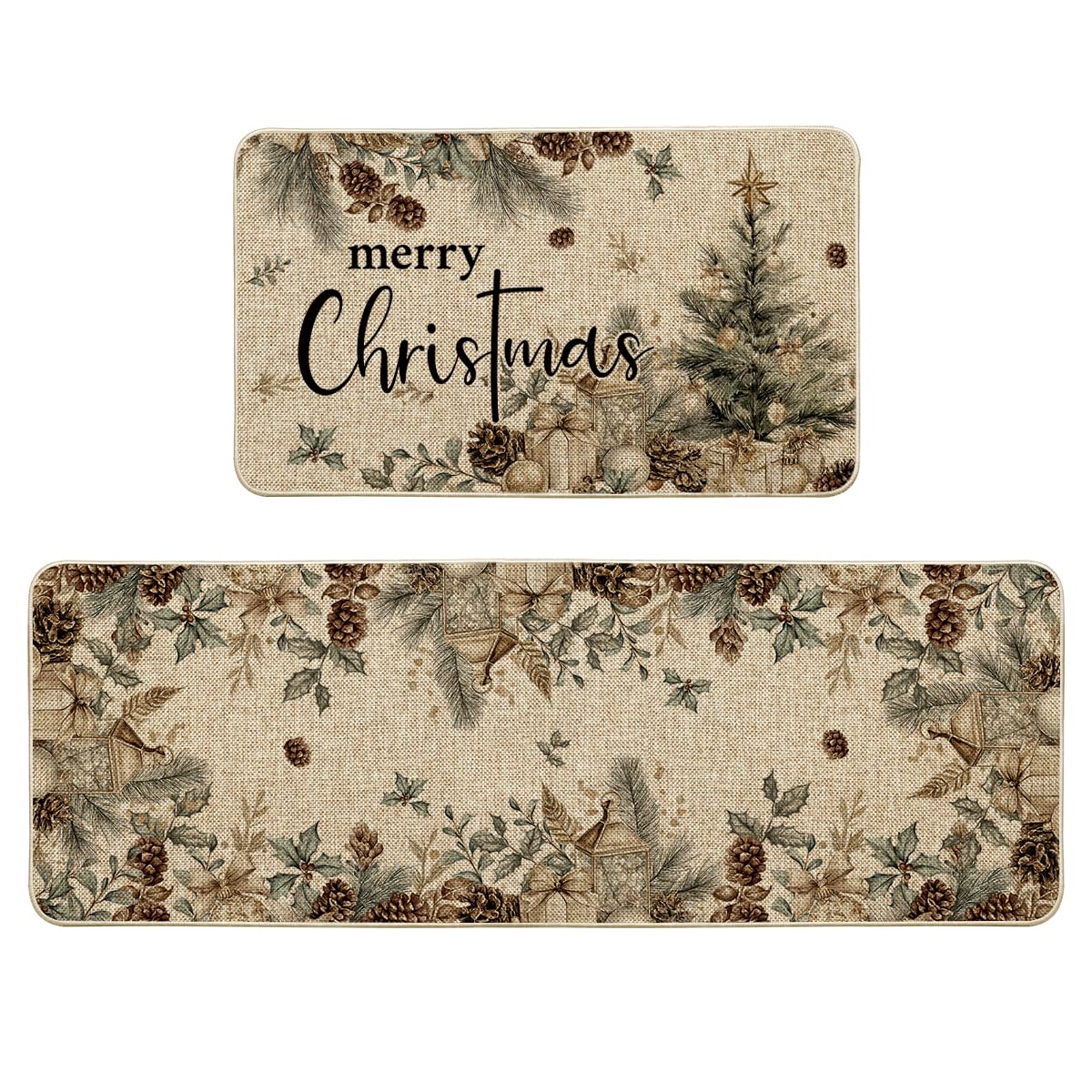 Artoid Mode pinecone tree ornament kitchen mat 17x29 adds color and floor protection.