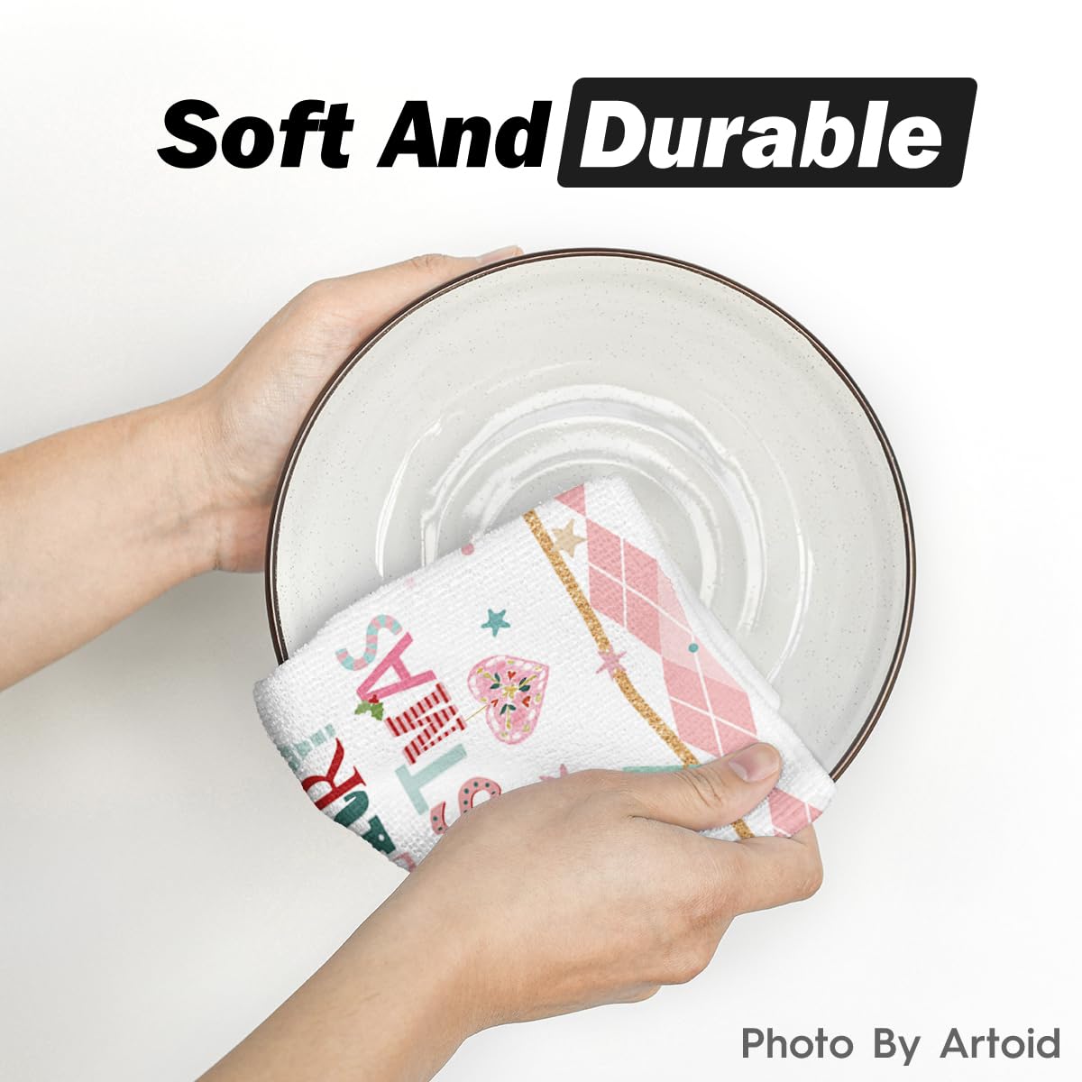 Pack of four Artoid Mode towels showcased as a versatile everyday kitchen set.