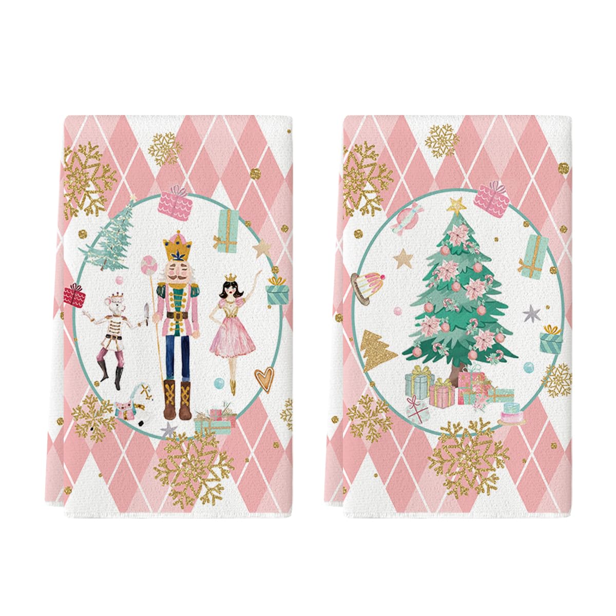 Artoid Mode pink nutcrackers tree towels with festive absorption for daily drying.