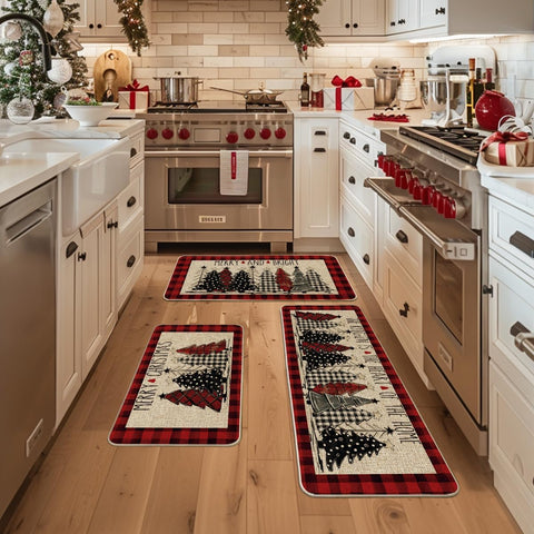 Artoid Mode mats showcase cheerful holiday motif while staying low-profile for kitchen traffic.