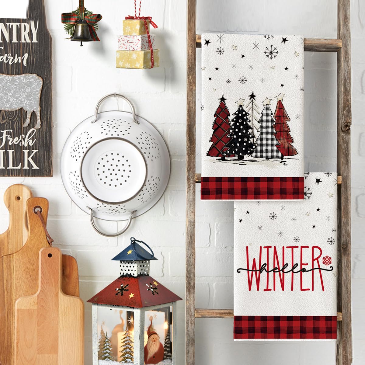Artoid Mode red buffalo plaid towel provides soft, durable cleaning support in the kitchen