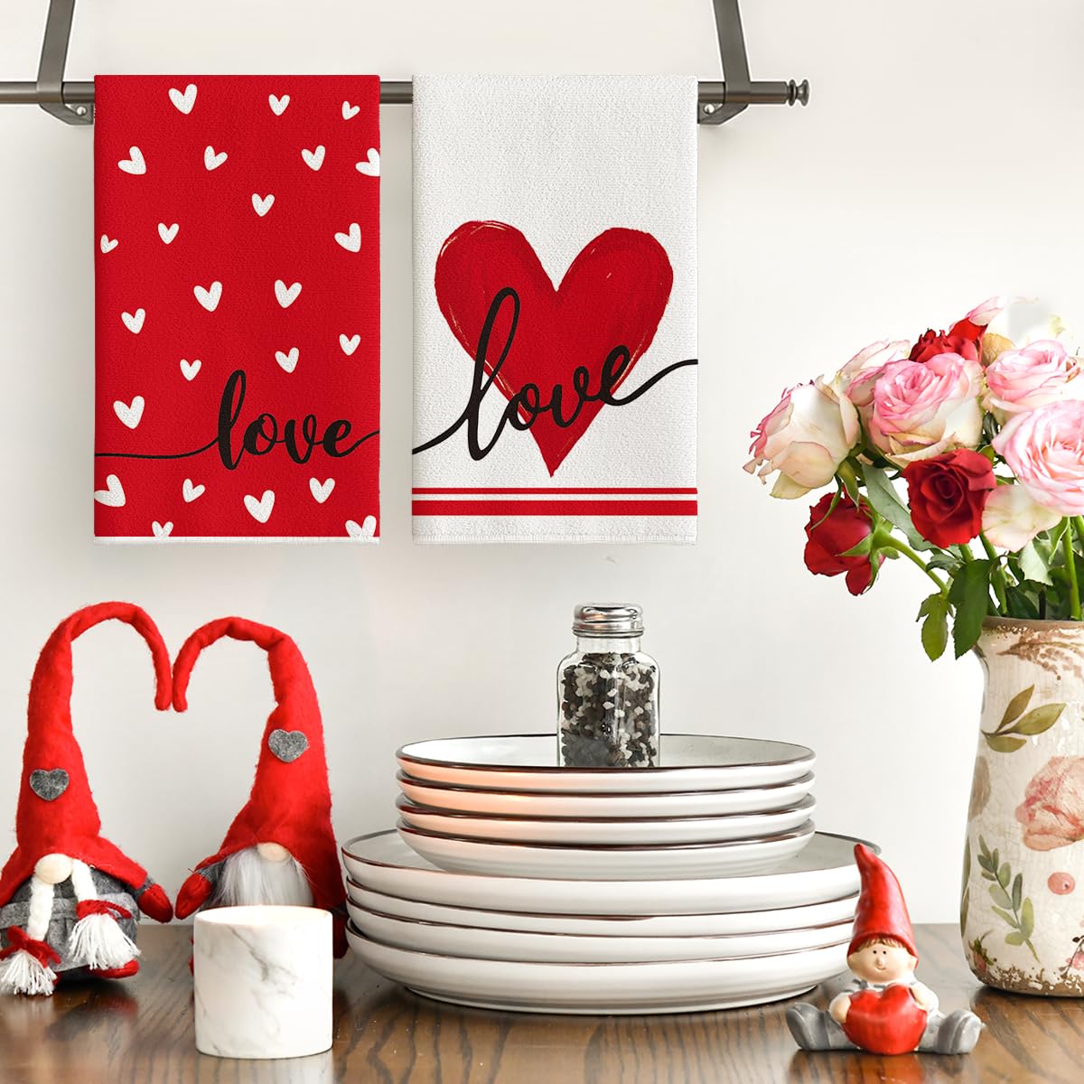 Artoid Mode Red Heart Love towel showing playful heart pattern for cheerful decor